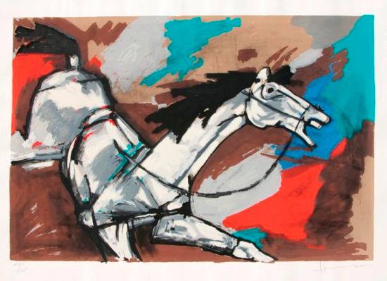 Paintings by M F Husain - Horse V