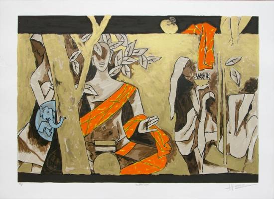 Limited Edition Print by M F Husain - Theorama - Buddhaism