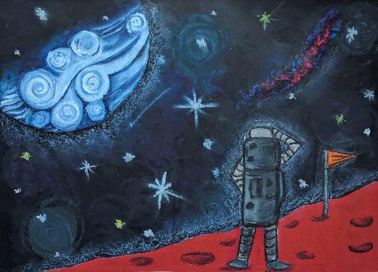 Painting by Anushka Sanjoy Sarkar - When I reach Mars
