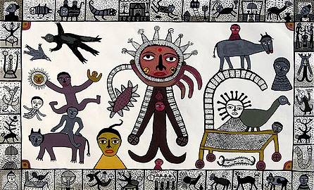Limited Edition Print by Madhvi Parekh - Sun God in my village
