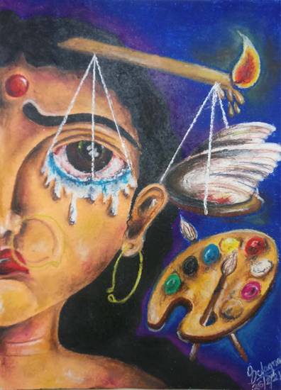 Painting by Sulagna Barat - The Price of Liberty - how much? how long?