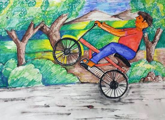 Painting by Shreyans Sachin Shah - Cycle ride