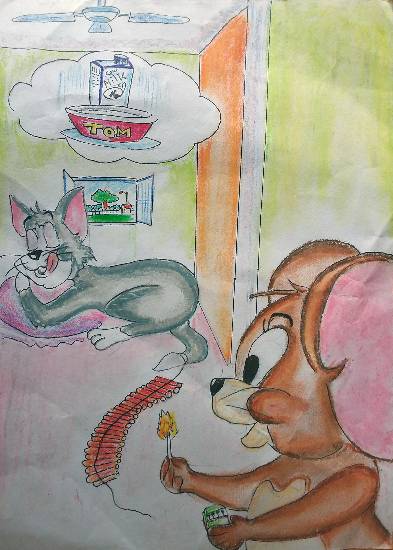 Painting by Aneek Jana - Tom and Jerry