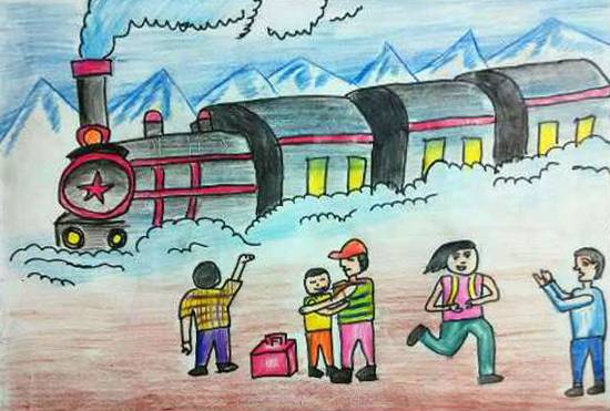 Painting by Ankit Basak - Railway Journey