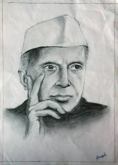 Painting by Prithvi Bansilal Jangid - Jawaharlal Nehru