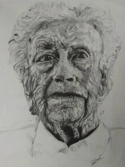 Painting by Vibhuti Pravin Tharali - Old Man