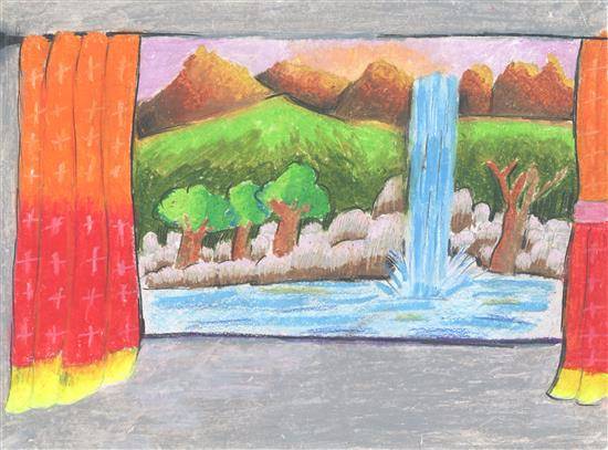 Painting by Tanish Chirag Shah - Waterfalls