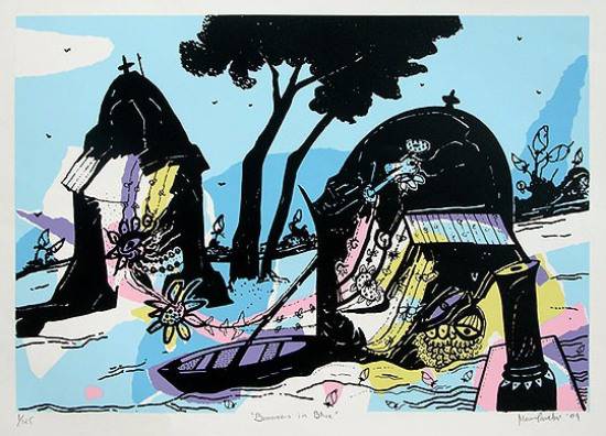 Paintings by Manu Parekh - Banaras in Blue