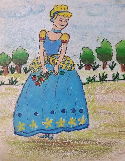 Painting by Aastha Mahesh Surve - Cinderella - The fantasy