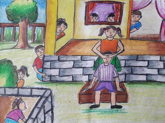 Painting by Aastha Mahesh Surve - Hide and Seek