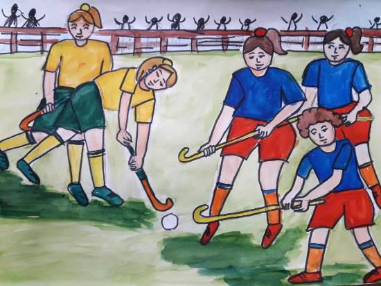 Painting by Aastha Mahesh Surve - National game- hockey