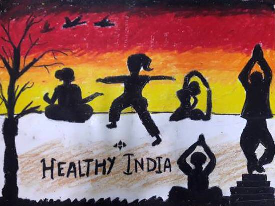 Painting by Aastha Mahesh Surve - Healthy India