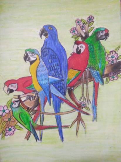 Painting by Aastha Mahesh Surve - Birds