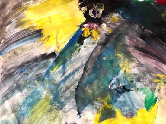 Painting by Keya Potkar - Mickey in sky