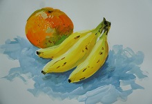 Painting from object painting demo during art workshop at Warvada ashramshala